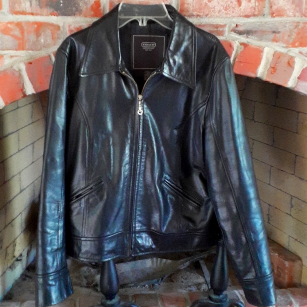 Coach Lg Black Leather Jacket